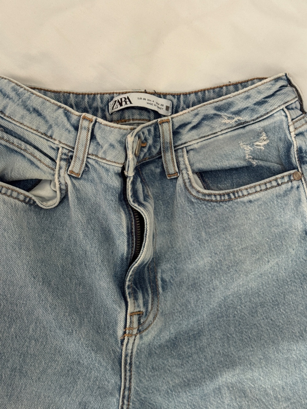 Zara Light Blue Distressed Denim Jeans